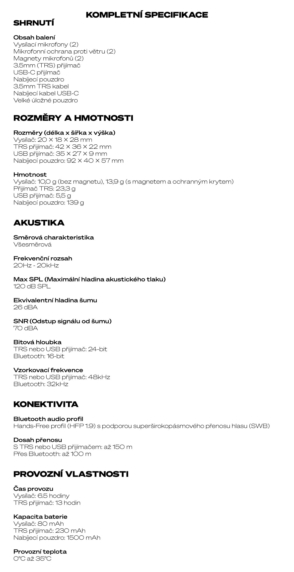 Bezdrátový mikrofon - kompletní sada (Wireless Mic Complete Kit)